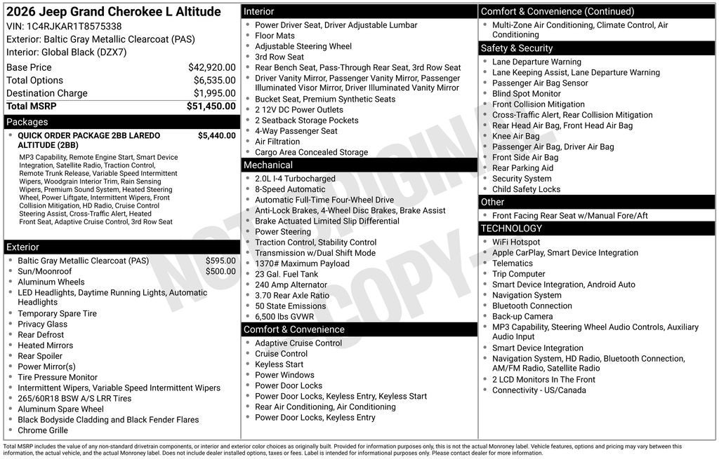 2026 Jeep Grand Cherokee L Altitude