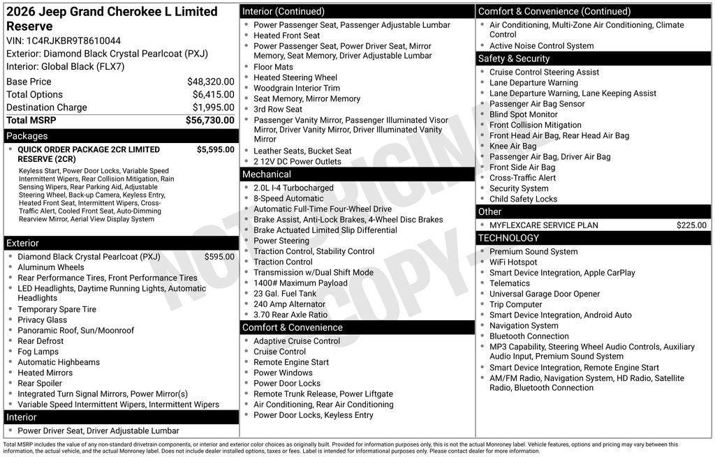2026 Jeep Grand Cherokee L Limited Reserve