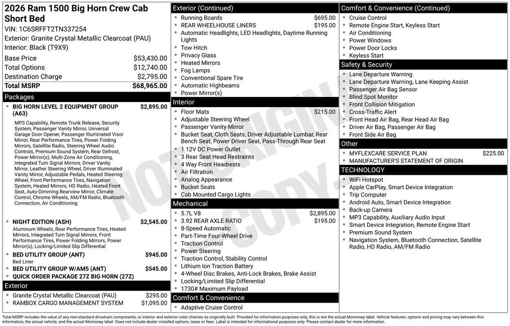 2026 RAM 1500 Big Horn/Lone Star