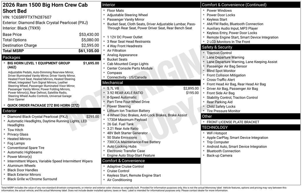 2026 RAM 1500 Big Horn/Lone Star